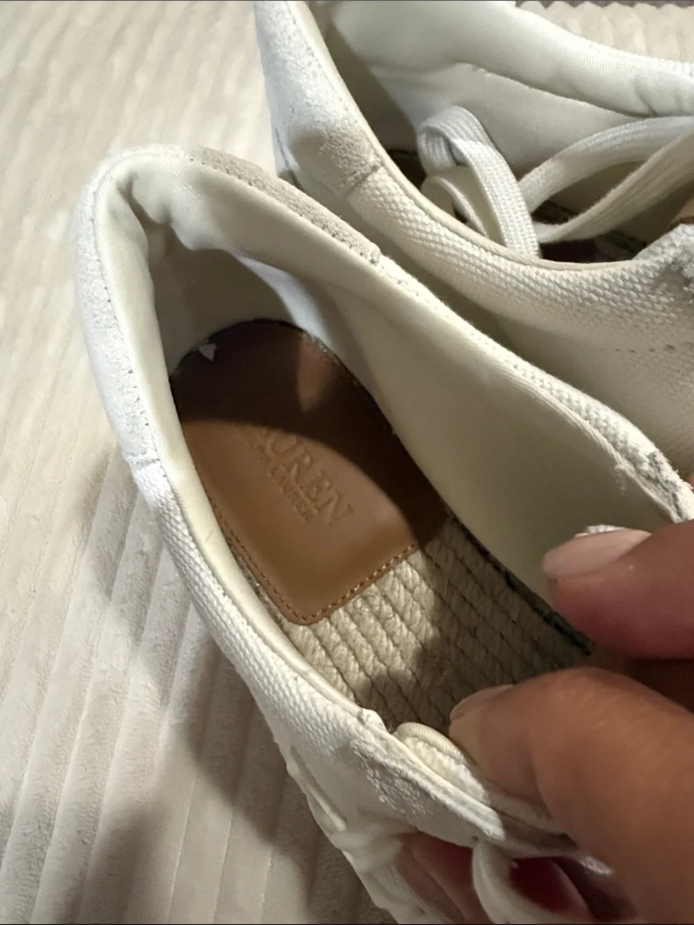Lauren Ralph Lauren White Canvas/suede Espadrille Sneaker - Women's size 7.5 NBW
